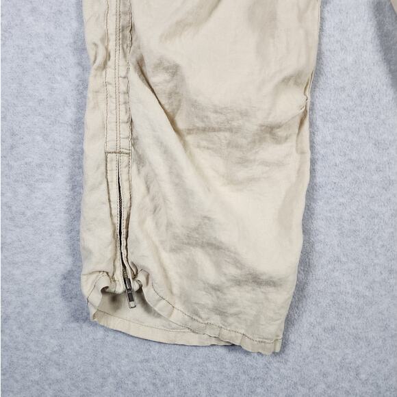 Tommy Hilfiger Sz 10 Y2k Tan 100% Linen Crop Tie Waist Low Rise Zip Leg Pants - Picture 4 of 16